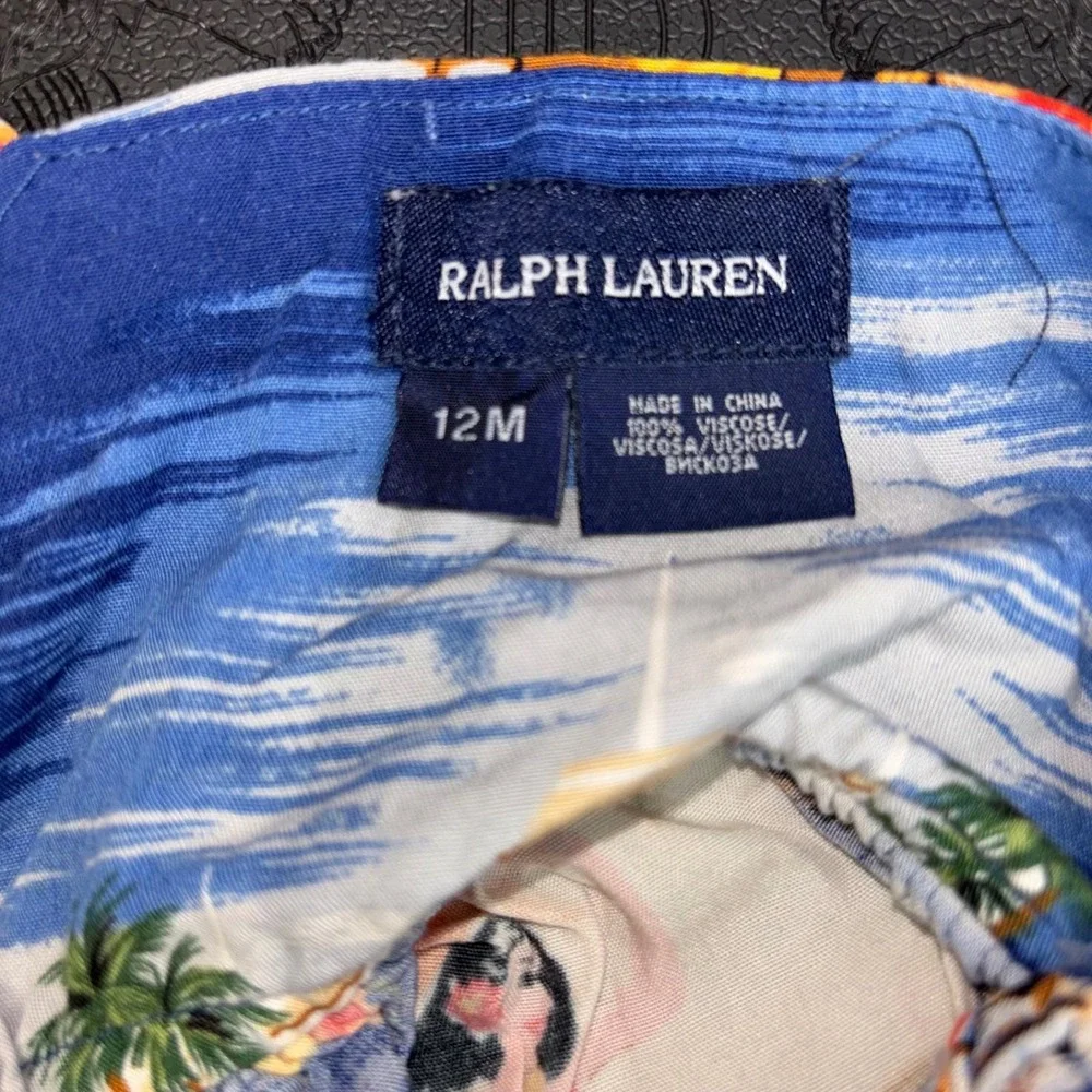 Ralph Lauren Kids Blue Hawaiian Aloha Tropical Ruffle Hem Sundress 12M 310065884